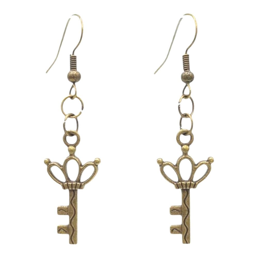 Key with Crown Earrings | Gothic Fantasy Jewelry